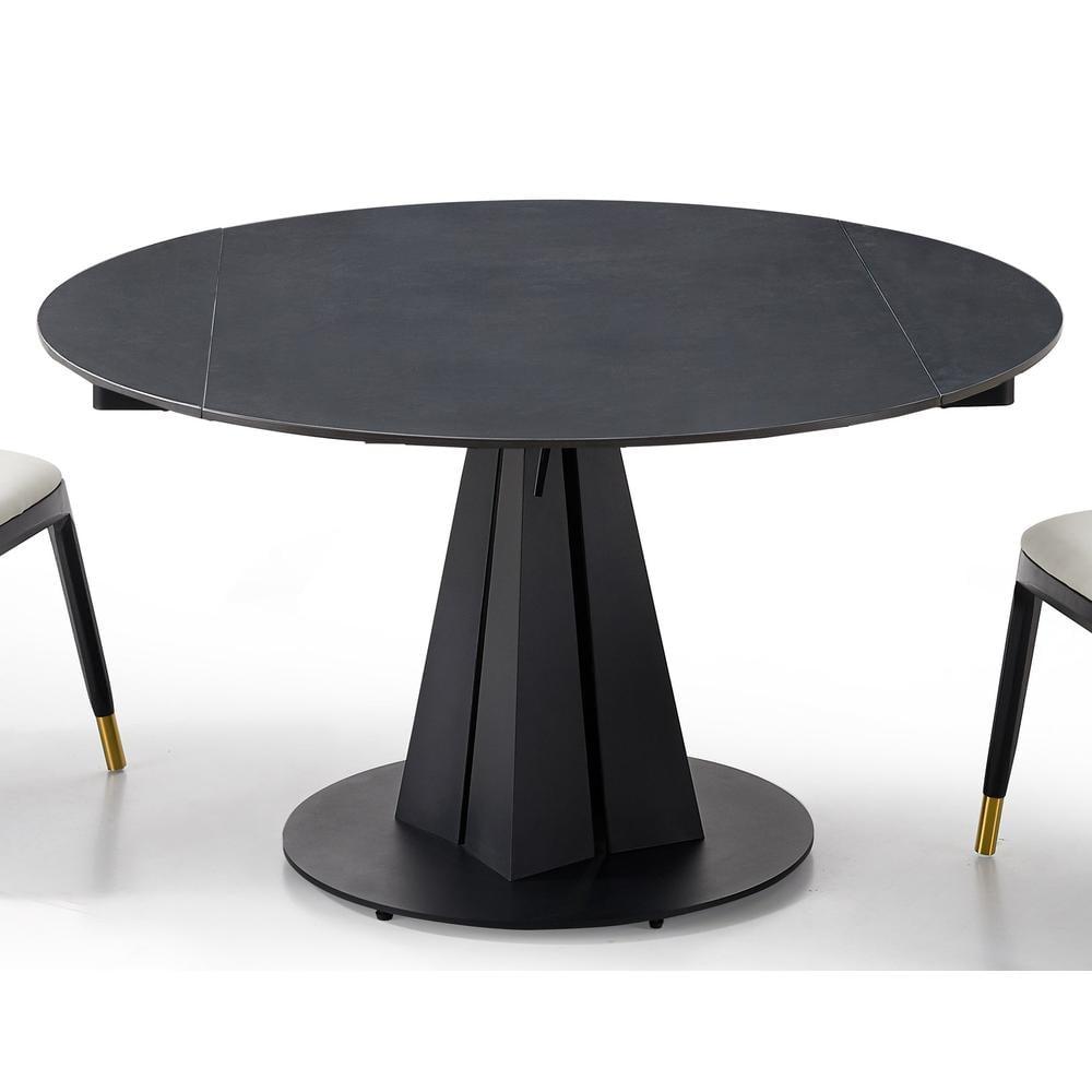 Black Sintered Stone Dining Table with Solid Steel legs