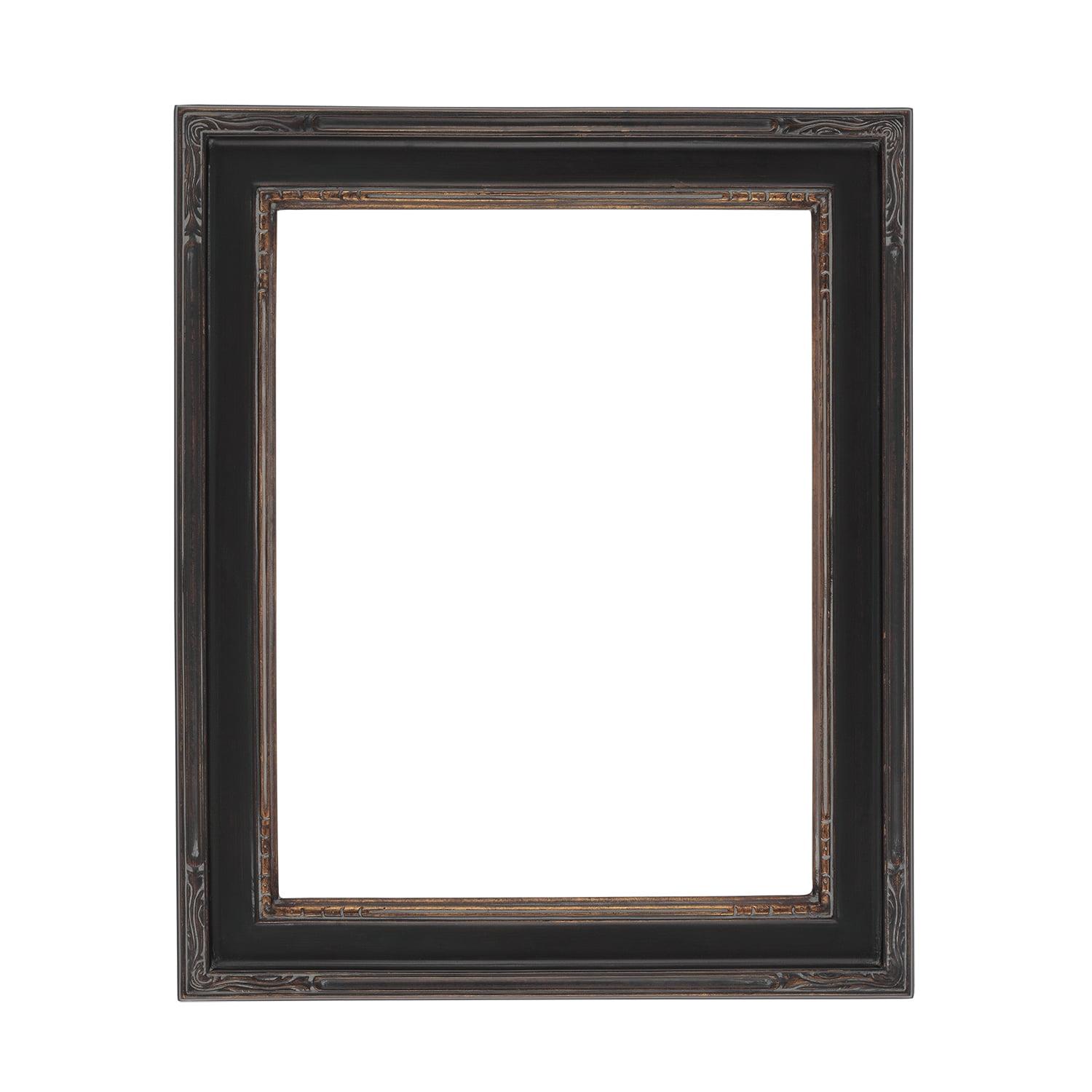 Creative Mark Plein Air Museum Collection Nouveau Picture Frame Solid Wood Composition Hand-Leafed Museum Quality Closed Corner  - Black/Gold 8x10