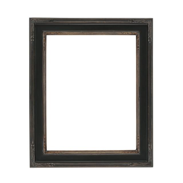 Creative Mark Plein Air Museum Collection Nouveau Picture Frame Solid Wood Composition Hand-Leafed Museum Quality Closed Corner  - Black/Gold 8x10