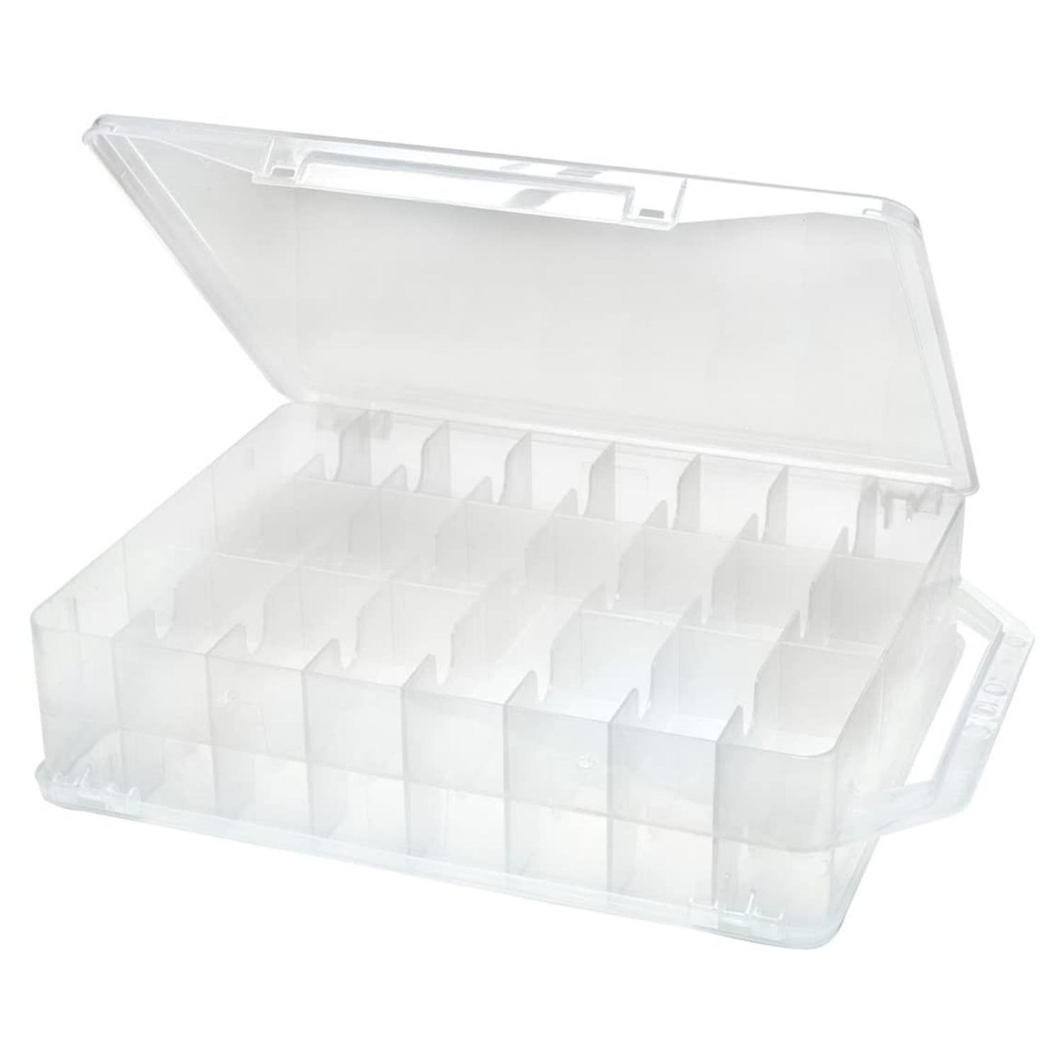 Clear Plastic Craft Storage Organizer with Hinged Lid