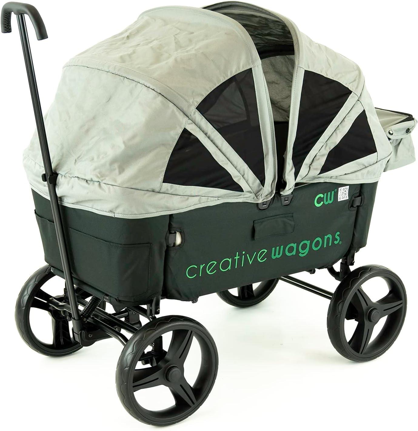 Creative Outdoor Stroller Wagon with Canopy for Kids Push Pull Folding Wagon, Black
