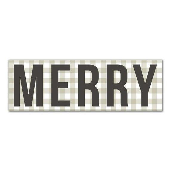 Creative Products Beige Plaid Merry in Brown 12x36 Canvas Wall Art