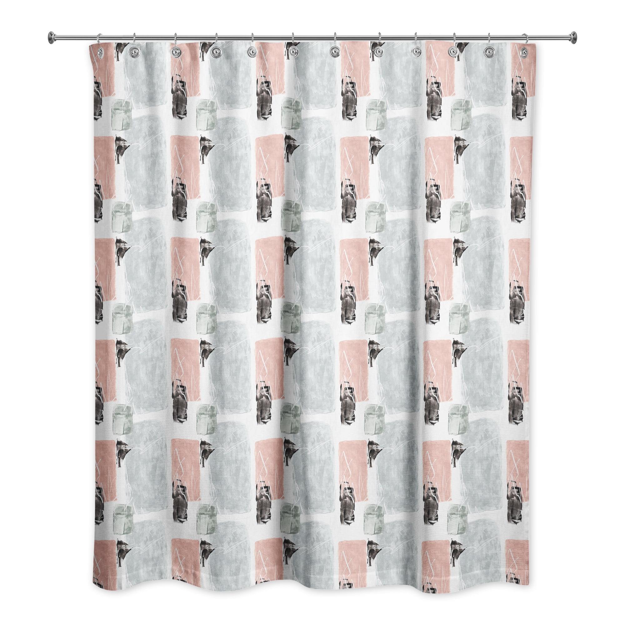 Creative Products Blue and Pink Abstract 71x74 Shower Curtain