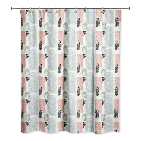 Creative Products Blue and Pink Abstract 71x74 Shower Curtain