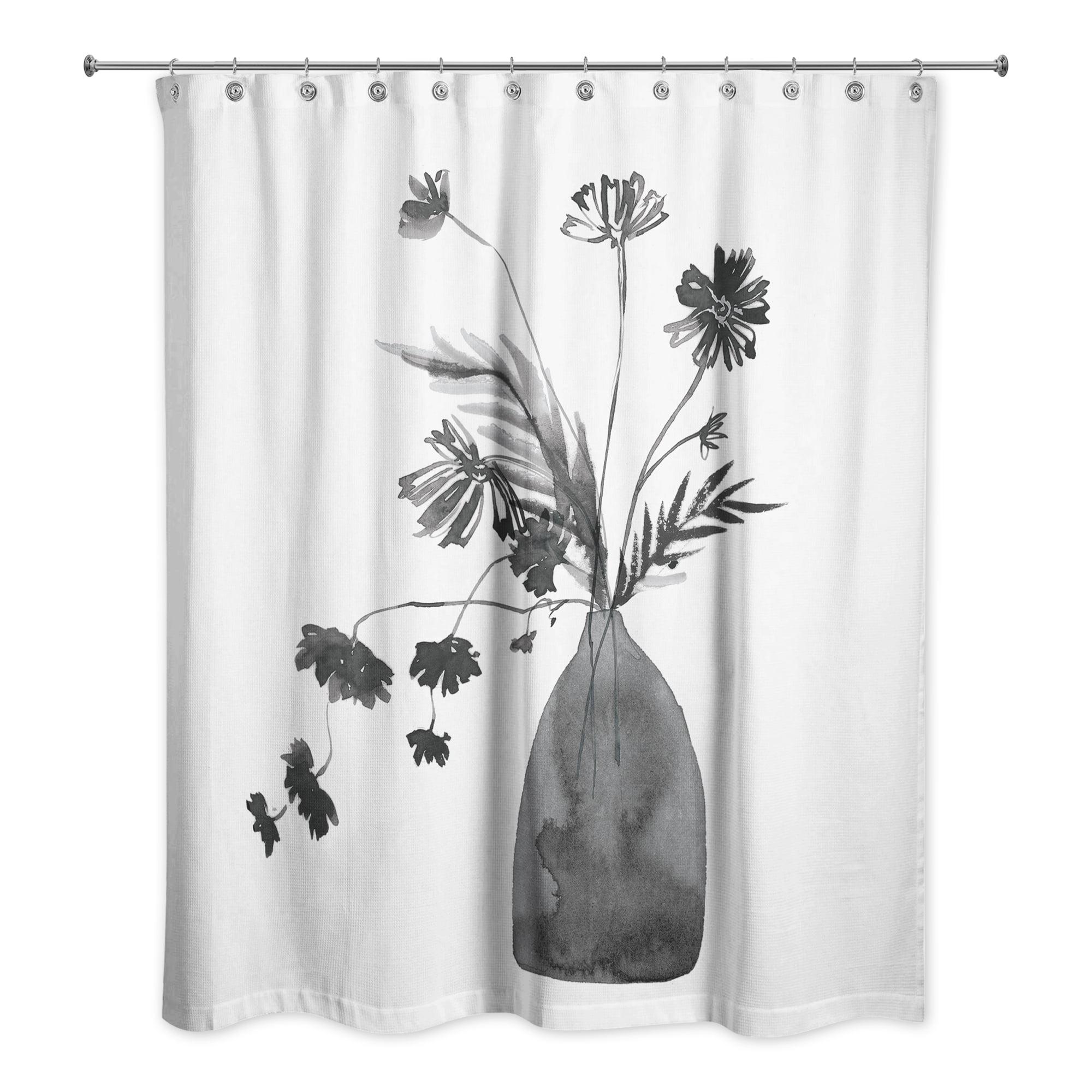 Creative Products Monochromatic Floral III 71x74 Shower Curtain