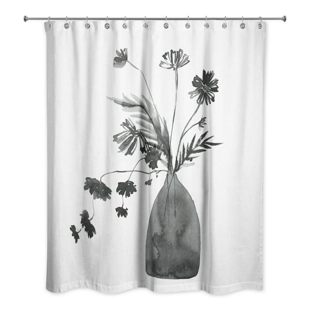 Creative Products Monochromatic Floral III 71x74 Shower Curtain