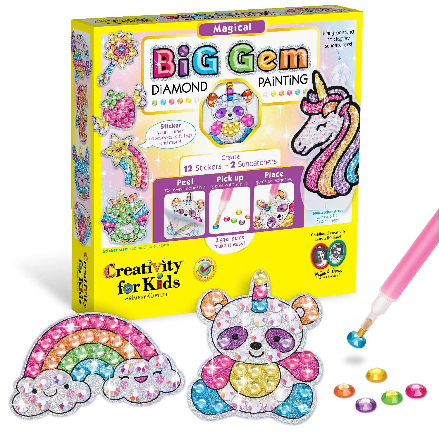 Magical Big Gem Diamond Painting Kit with Unicorn and Rainbow Stickers