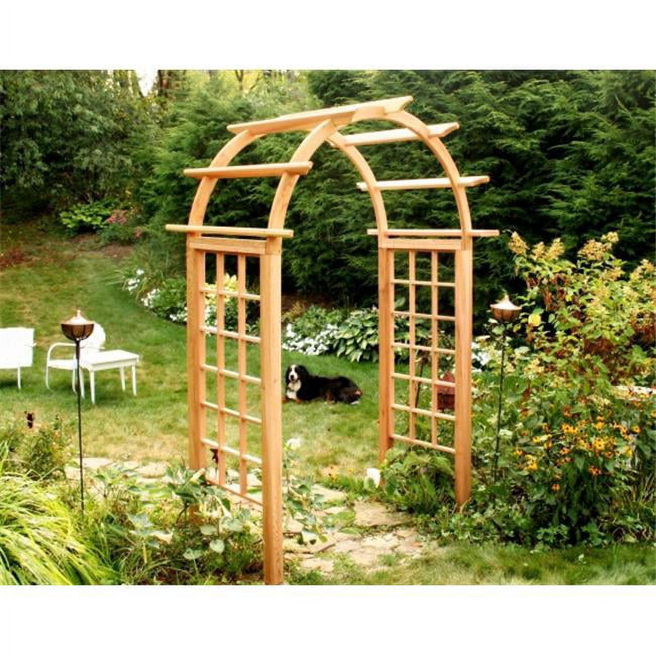 Western Red Cedar Arched Garden Arbor with Lattice Sides