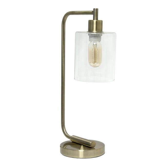 Modern Iron Desk Lamp with USB Port and Glass Shade Antique Brass Finish - Lalia Home: ETL Listed, No Assembly, Edison Bulb Compatible