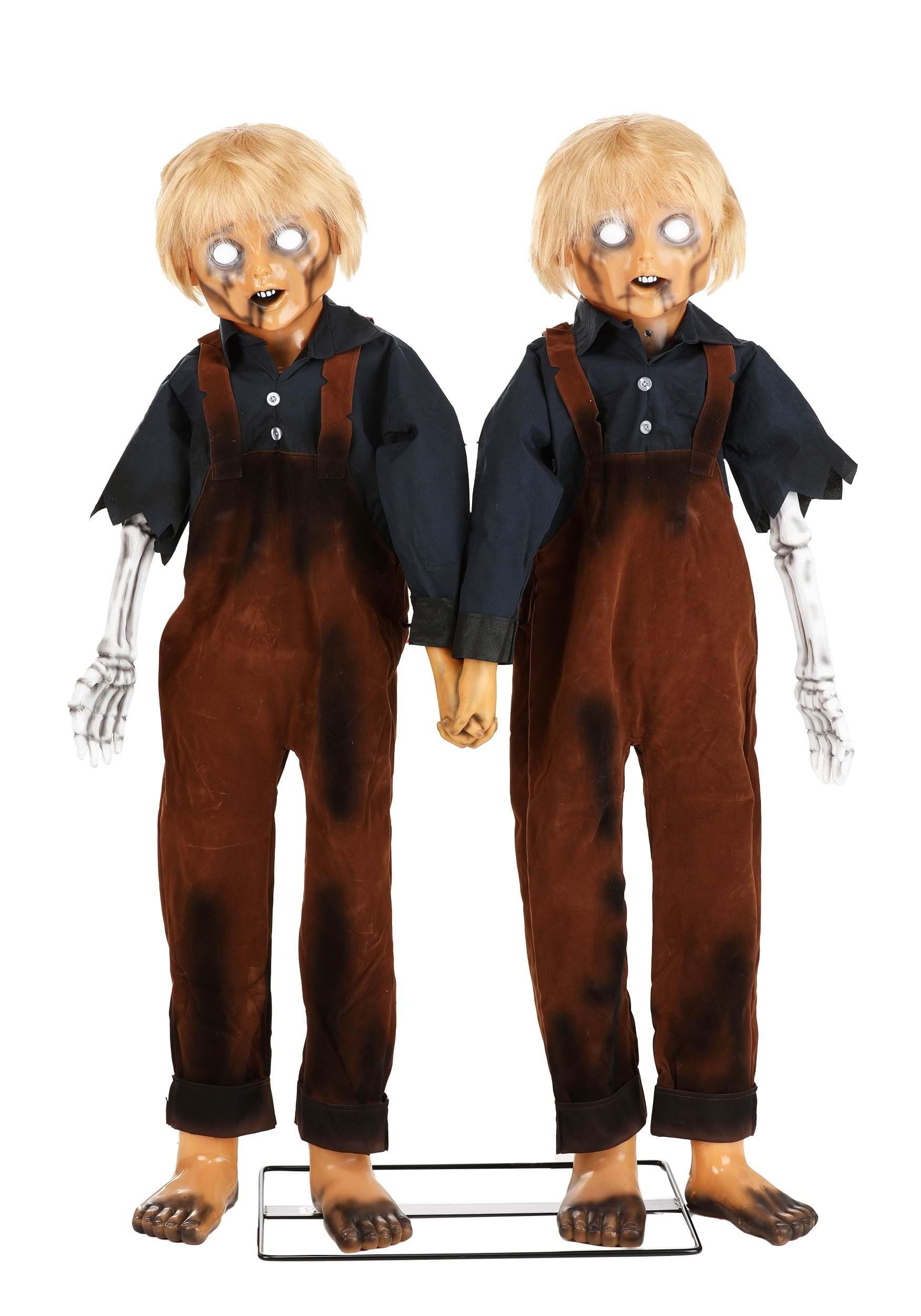 Creepy Twin Boys Animatronic Decoration