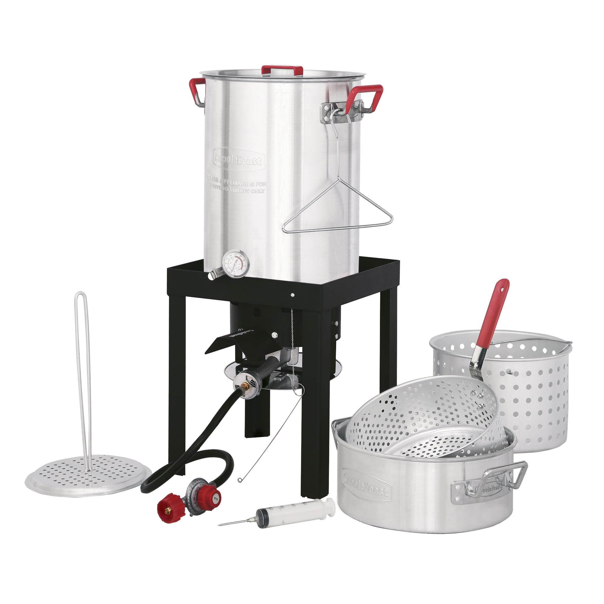 Creole Feast Creole Feast Premium Aluminum 30 Qt. Turkey Fryer And 10 Qt. Fish Fryer Boiler Steamer Set
