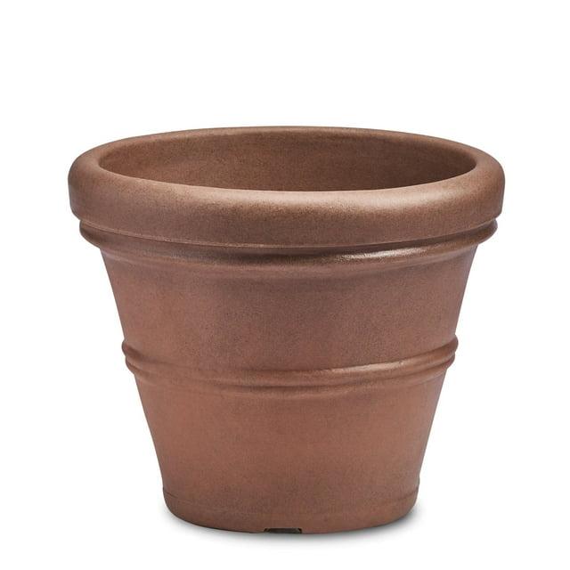 Crescent Garden Brunello Classic Rolled-Rim Plant Pot, Rust, 14in