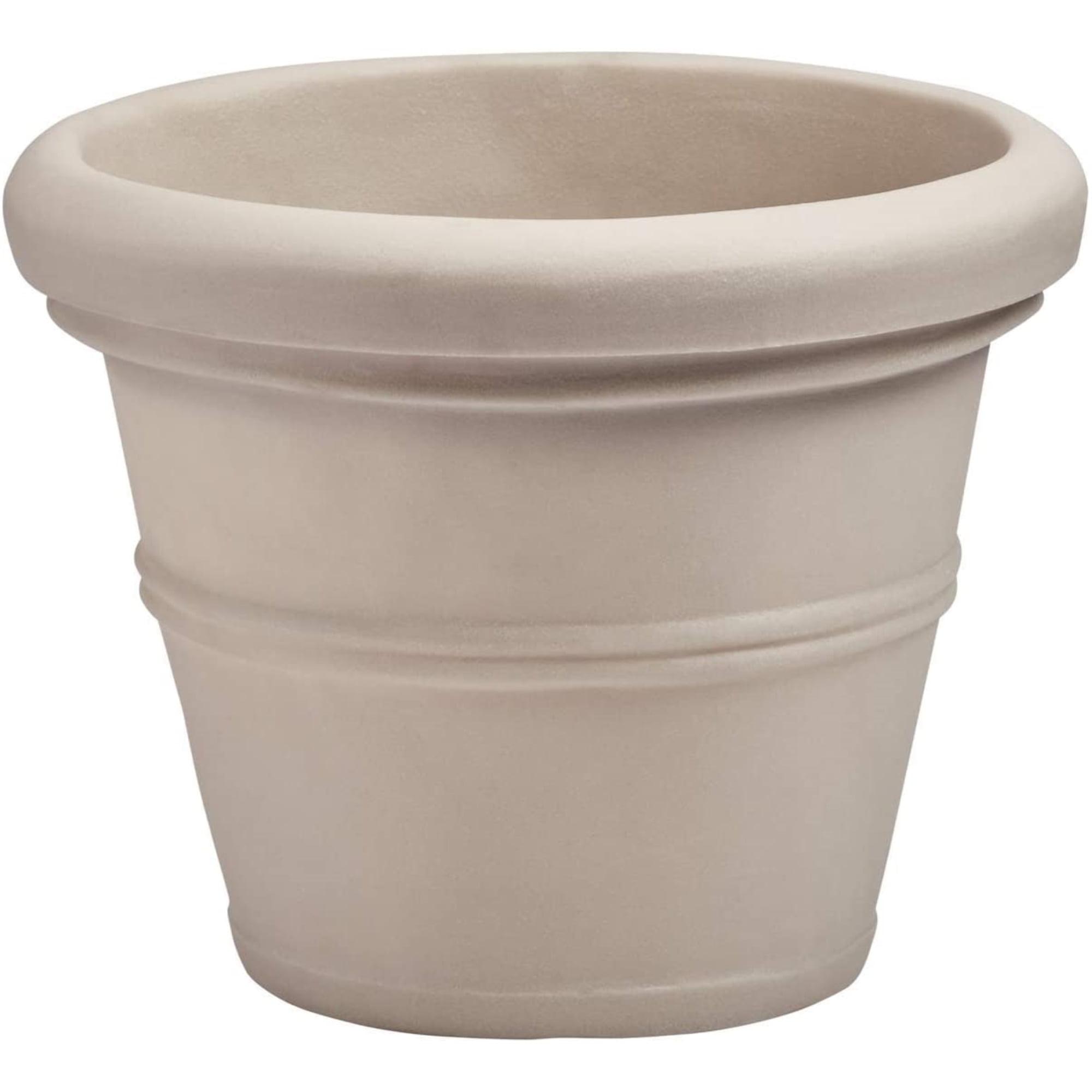 Crescent Garden Brunello Classic Rolled-Rim Planter 16â (Weathered Stone)