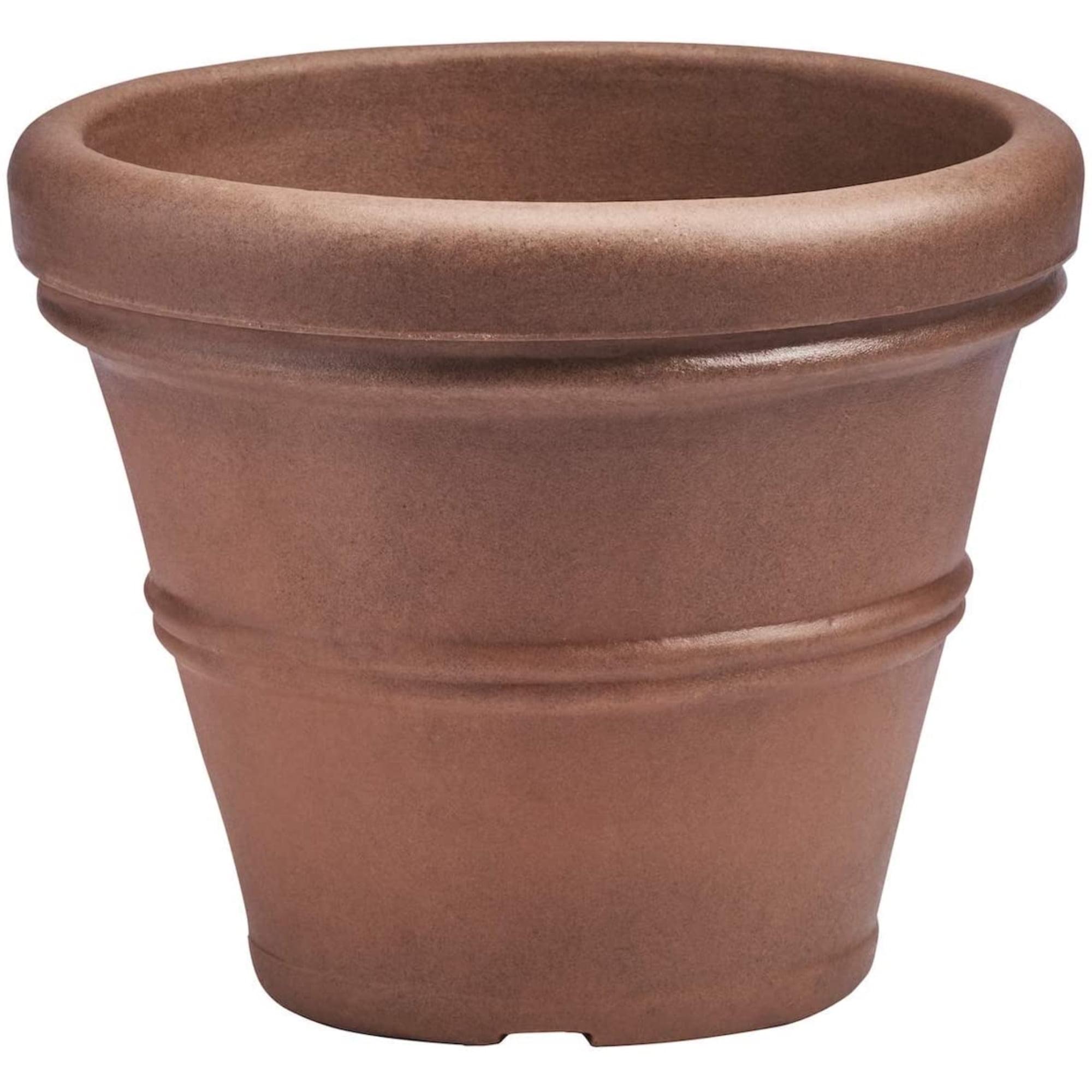 Crescent Garden Brunello Classic Rolled-Rim Plant Pot, Rust, 12in