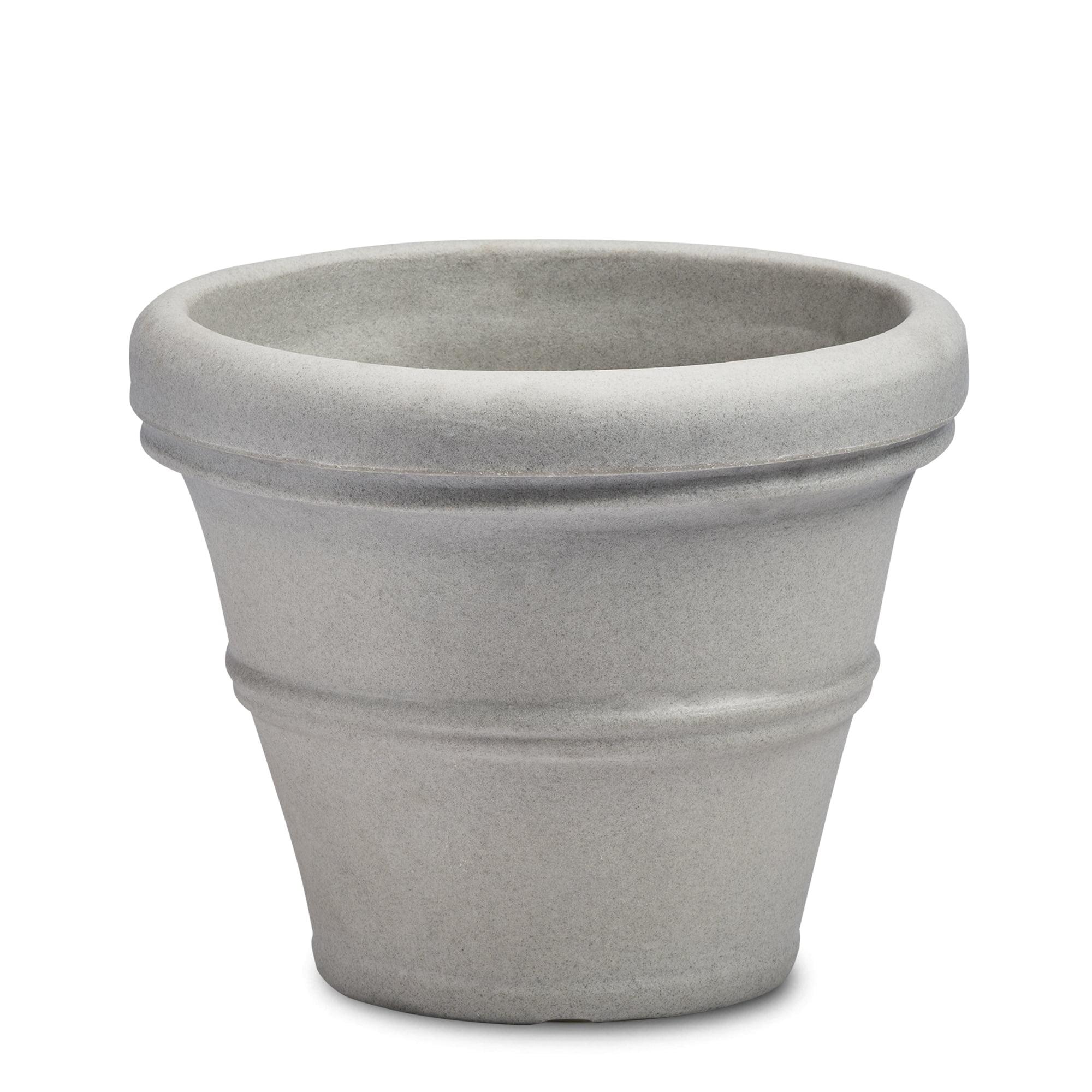 Crescent Garden Brunello Classic Rolled-Rim Plant Pot, Weathered Concrete, 12in