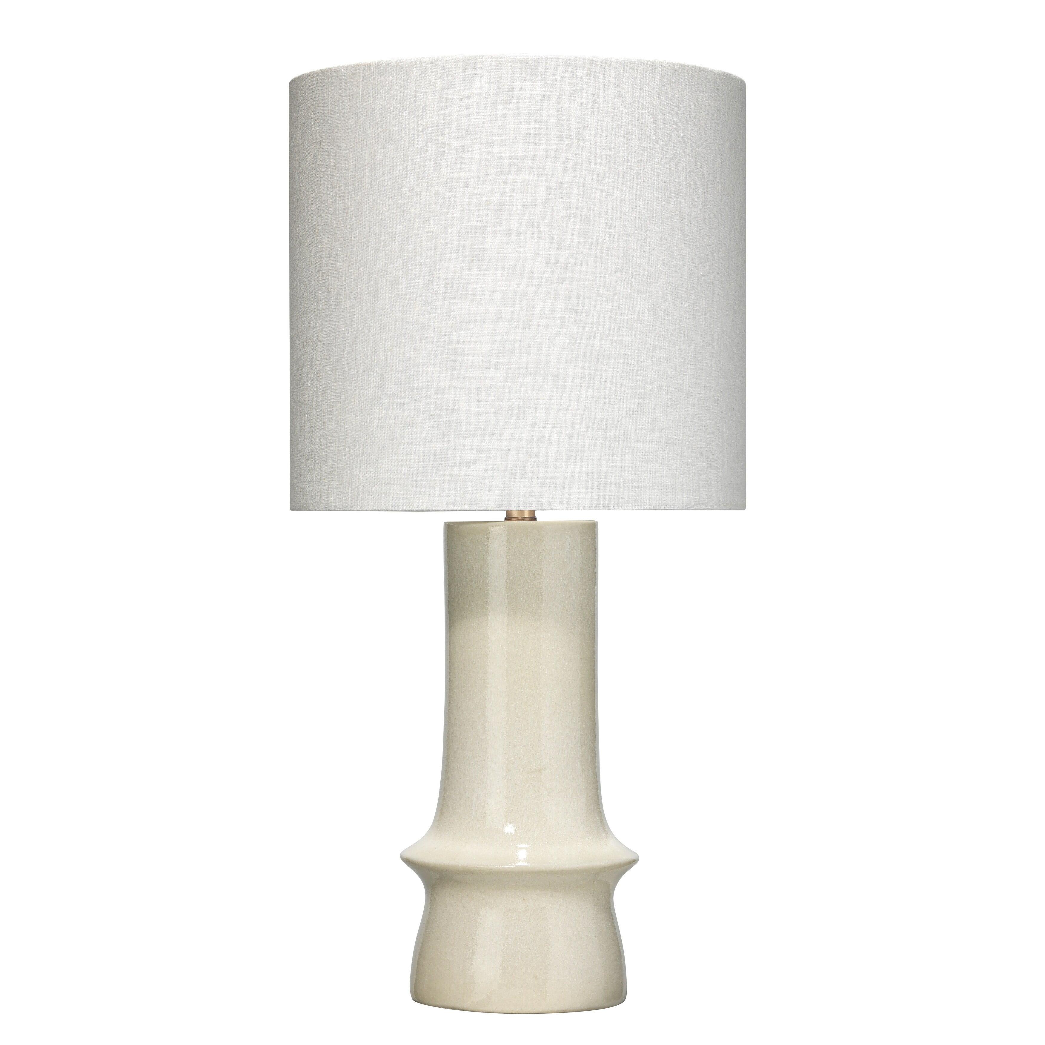 Cream Ceramic Table Lamp with Off-White Linen Shade