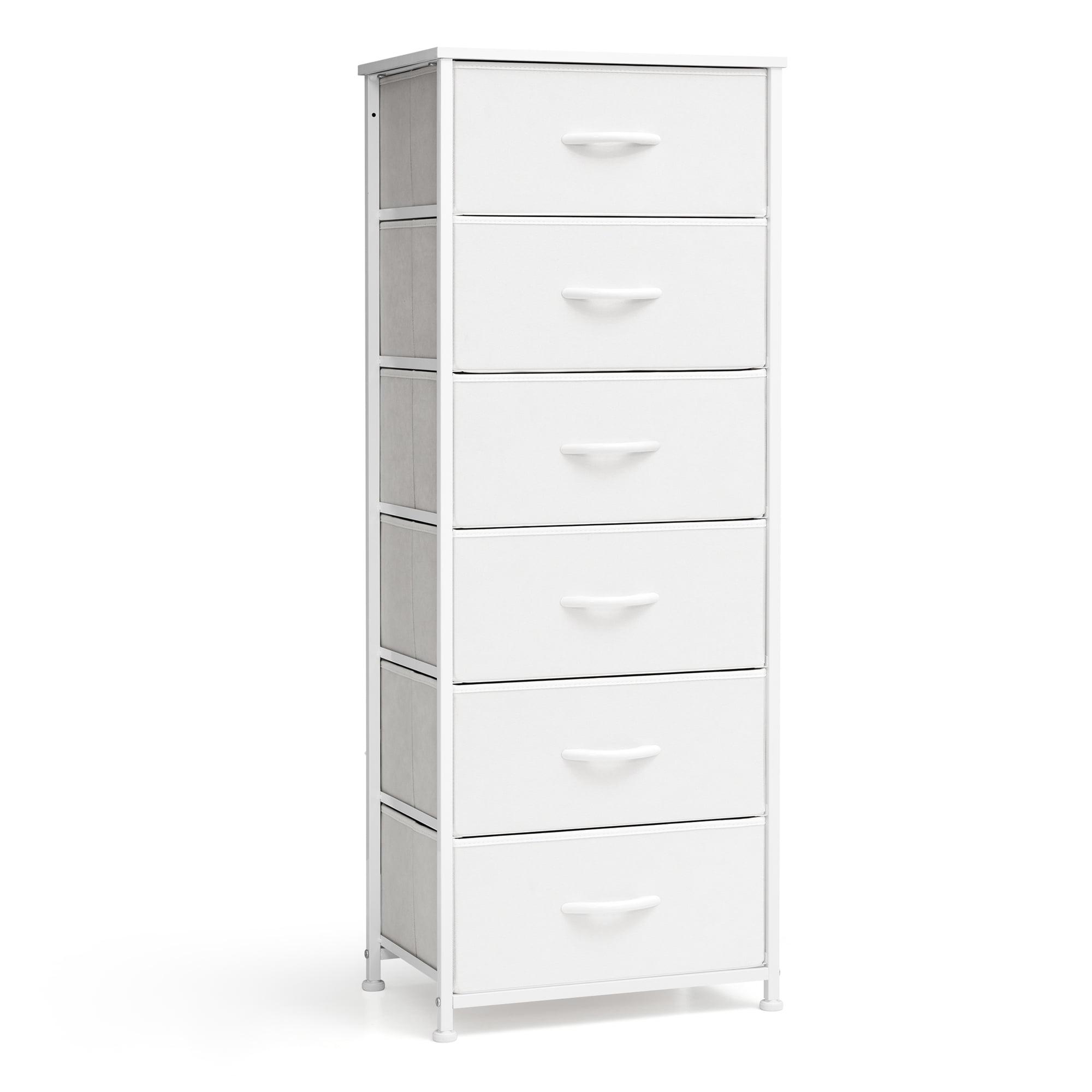 Crestlive Products 6 Drawers Vertical Dresser for Bedroom Storage Tower with Wood Top White