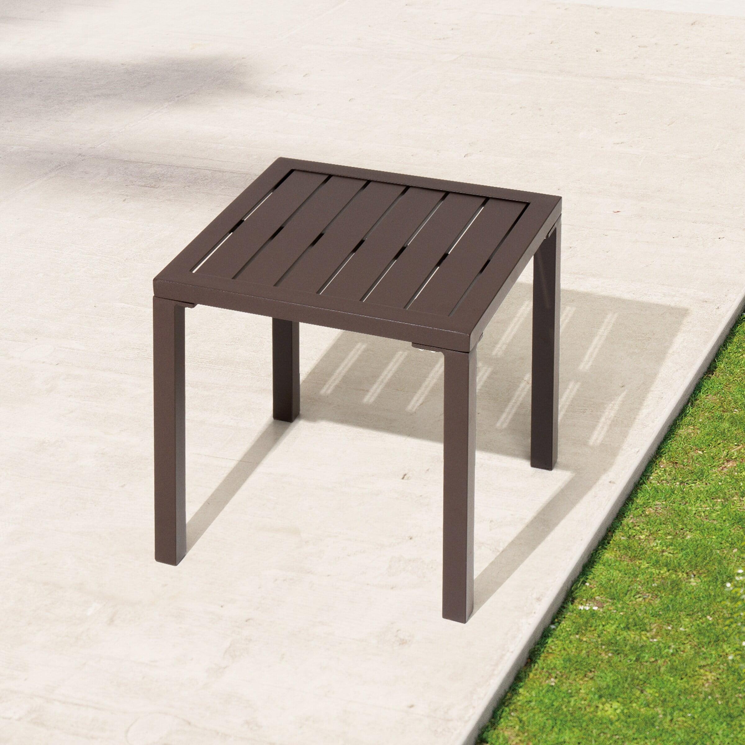 Crestlive Products Outdoor End Table Aluminum Square Patio Side Table - 15.7" L x 15.7" W x 15.9" H 1-Piece, Brown