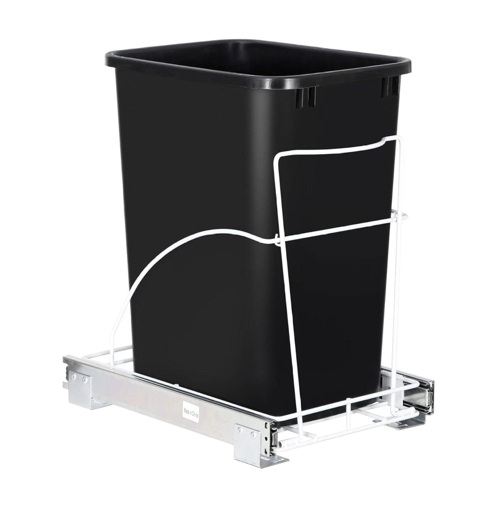 Home Zone Living 7.6 Gallon Under Cabinet Open Pull Out Trash Can, Adjustable Slide Out Waste Bin