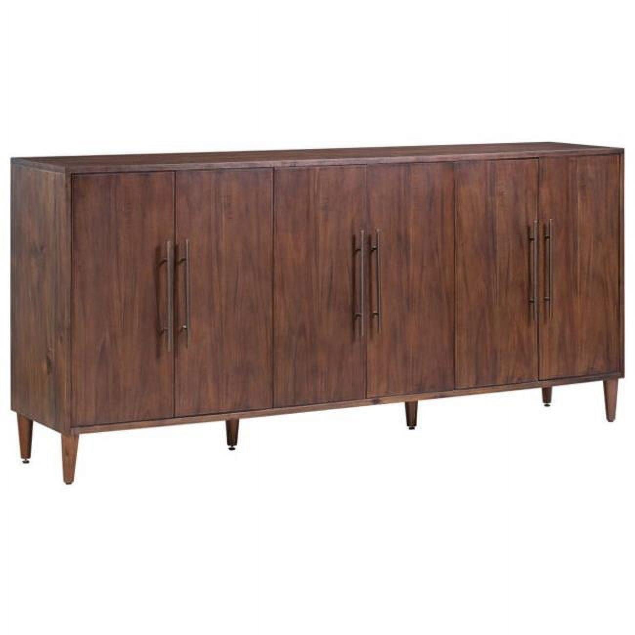 Walnut Brown Acacia Wood 6-Door Sideboard with Iron Legs