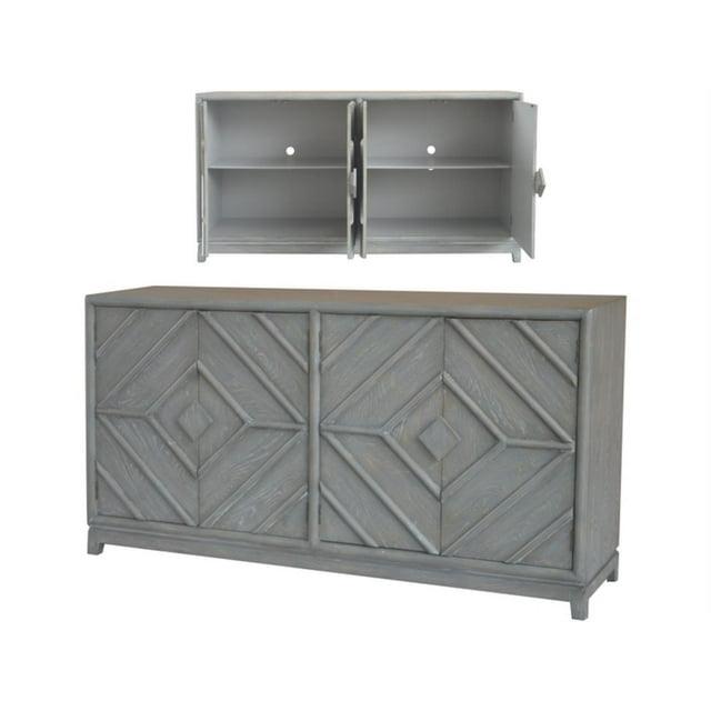 Crestview Collection Emerson 4-Door Diamond Pattern Sideboard in Stained Gray
