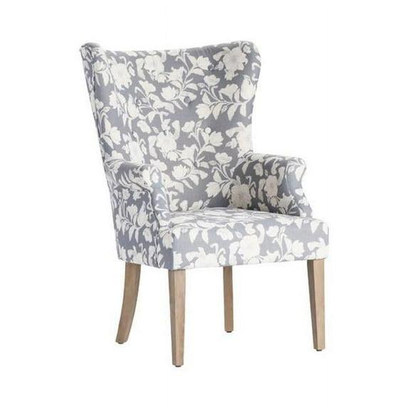 Crestview Collection Heatherbrook Fabric Upholstered Wingback Chair in Gray