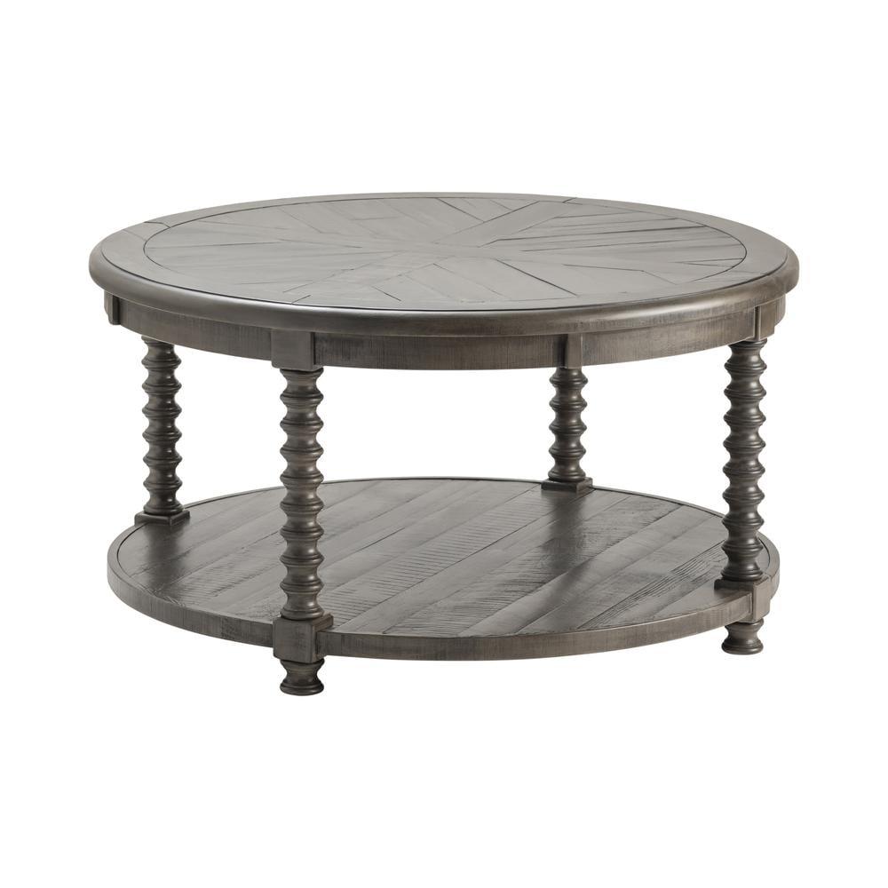 Pembroke Dark Gray Recycled Pine Round Cocktail Table with Storage