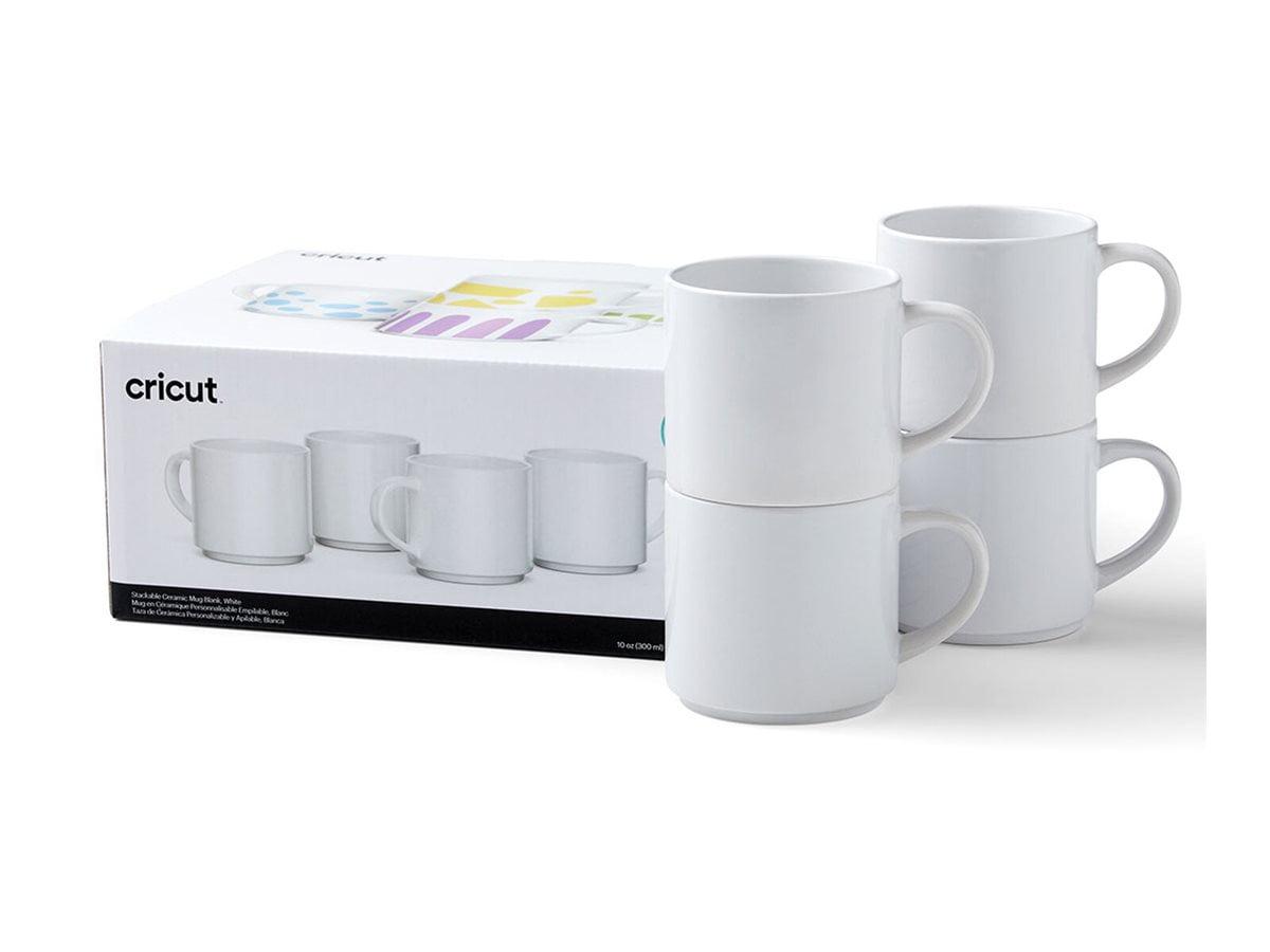 White 10oz Stackable Ceramic Mug Set for Personalization