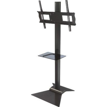 Black Aluminum and Steel Floor TV Stand for 37"-63" Screens