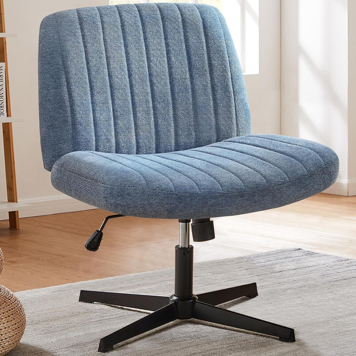 Blue Fabric Swivel Task Chair with Metal Base