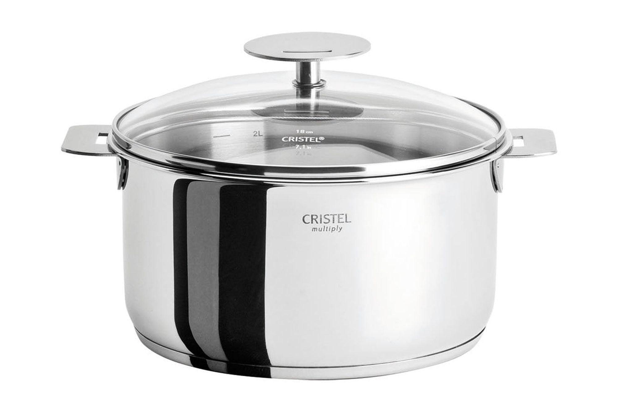 Cristel 2.5 Quart Stainless Steel Saucepan with Glass Lid