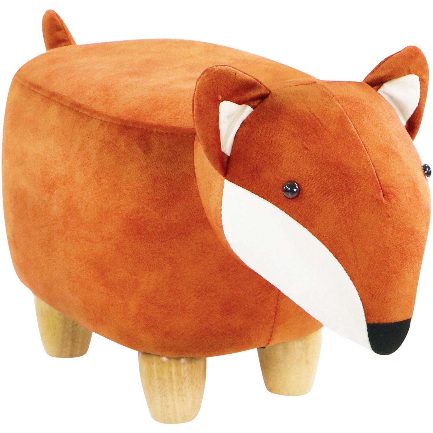 Fox Animal Shape Mini Ottoman with Wooden Legs