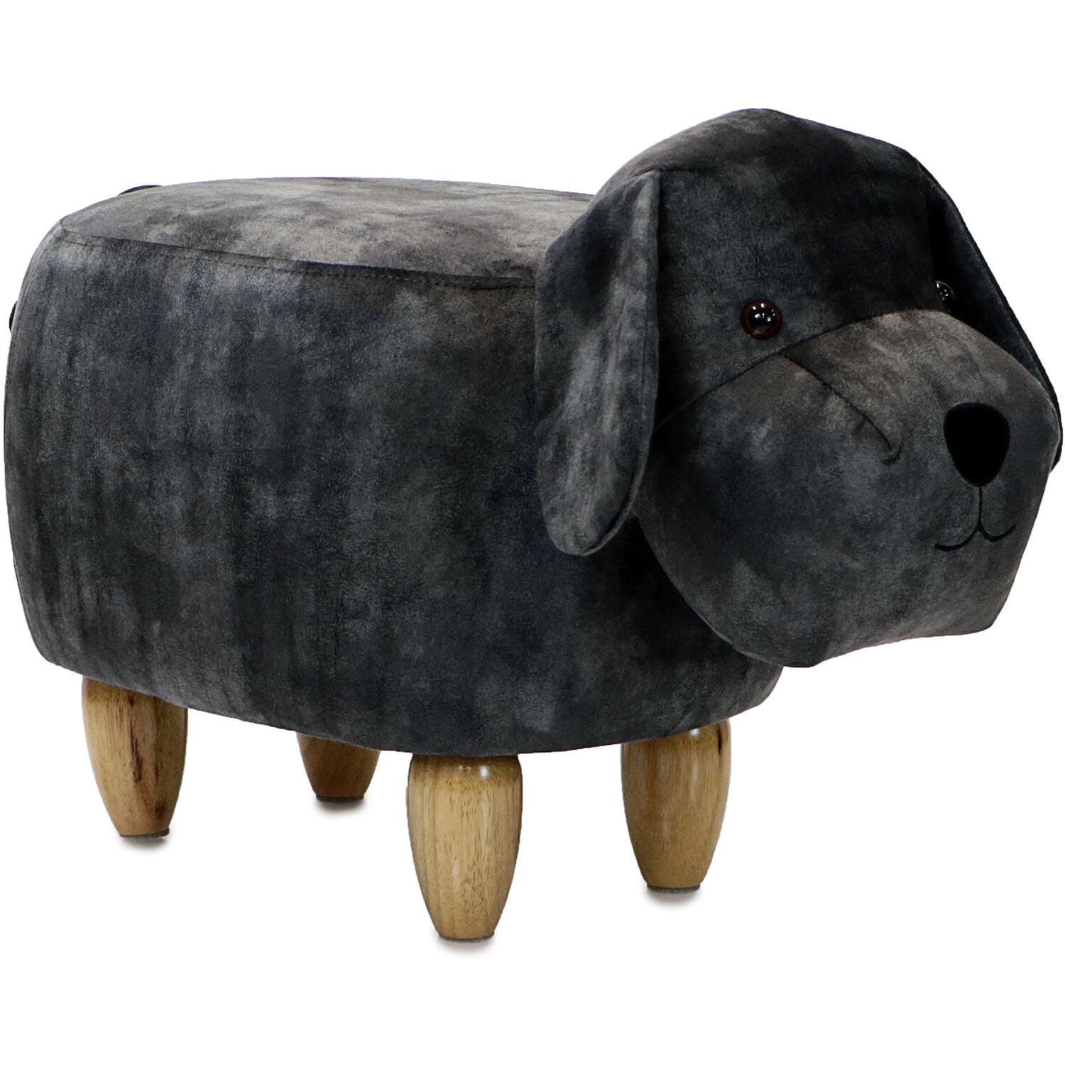 Playful Pup Faux-Suede Brown Dog Ottoman with Sturdy Legs