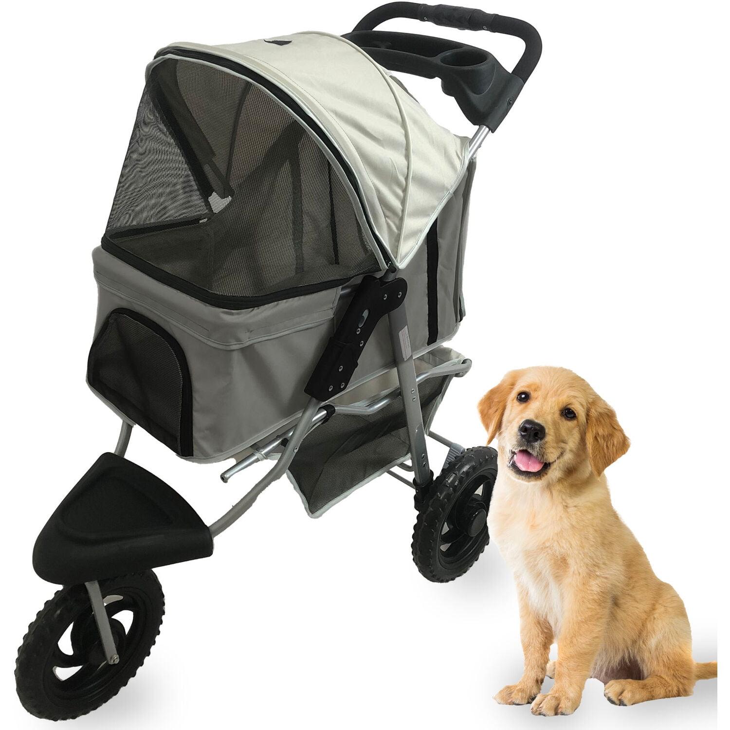 Critter Sitters Gray 3-Wheel Pet Stroller for Small to Medium Dogs