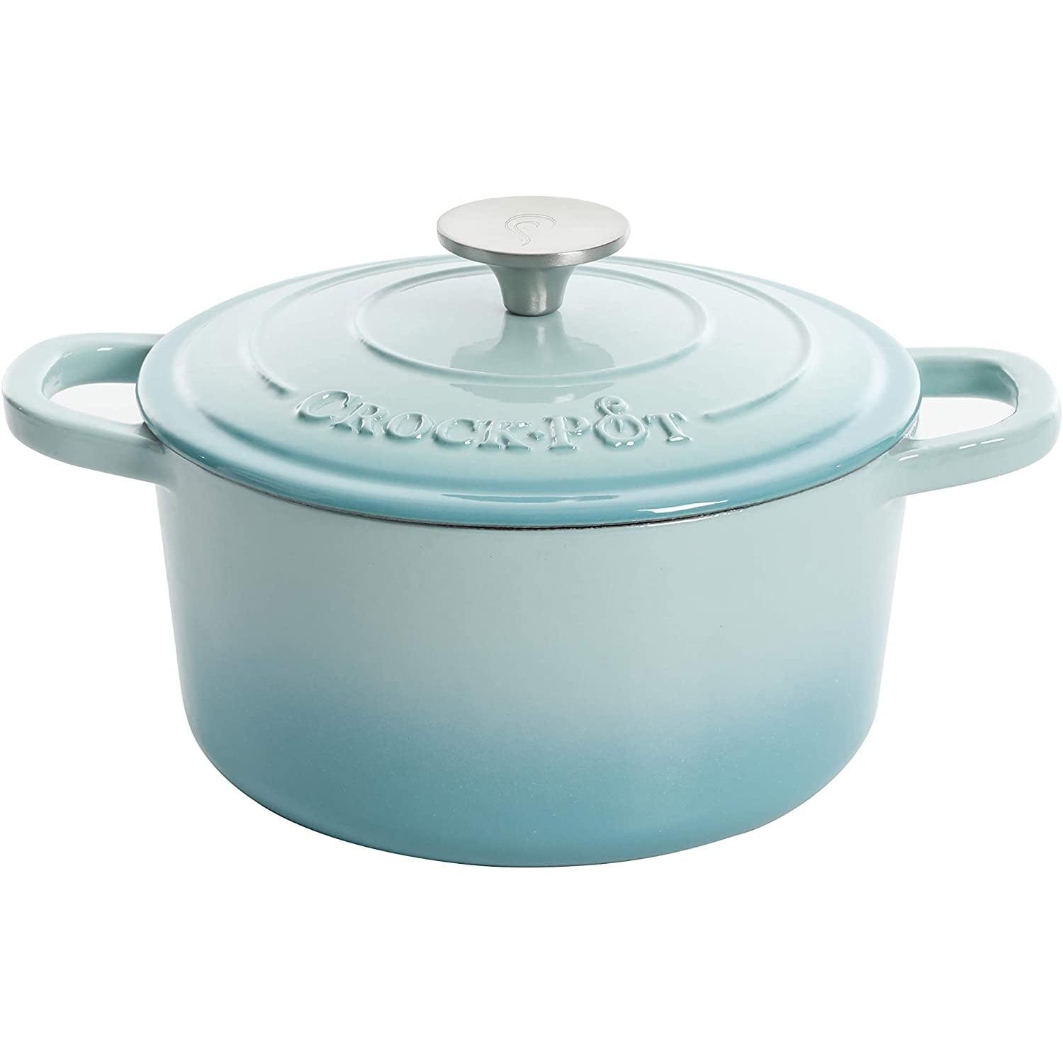 Aqua Blue 3-Quart Enameled Cast Iron Dutch Oven with Lid