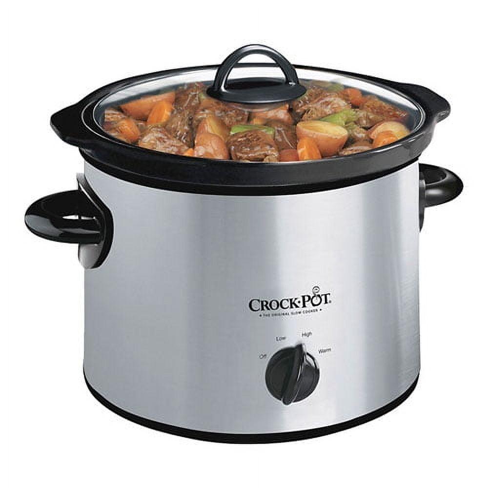 Crock-Pot 3-Quart Round Manual Slow Cooker, Stainless Steel and Black - SCR300-SS