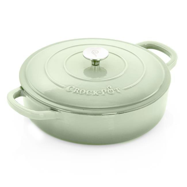 Crock-pot Crock Pot Artisan 5 Quart Round Enameled Cast Iron Braiser Pan With Self Basting Lid In Pistachio Green | Wayfair