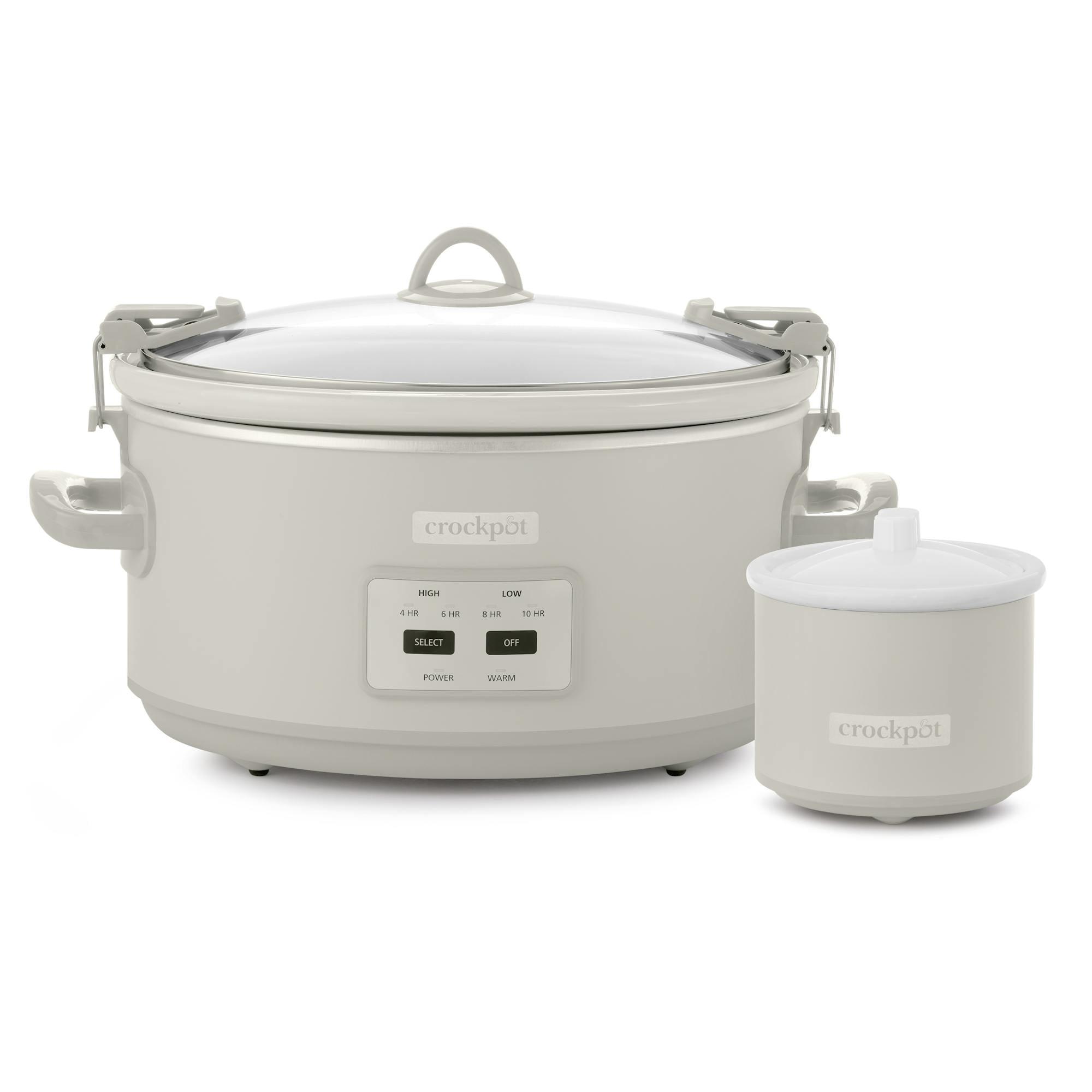 Gray 7-Quart Slow Cooker with Timer and Little Dipper