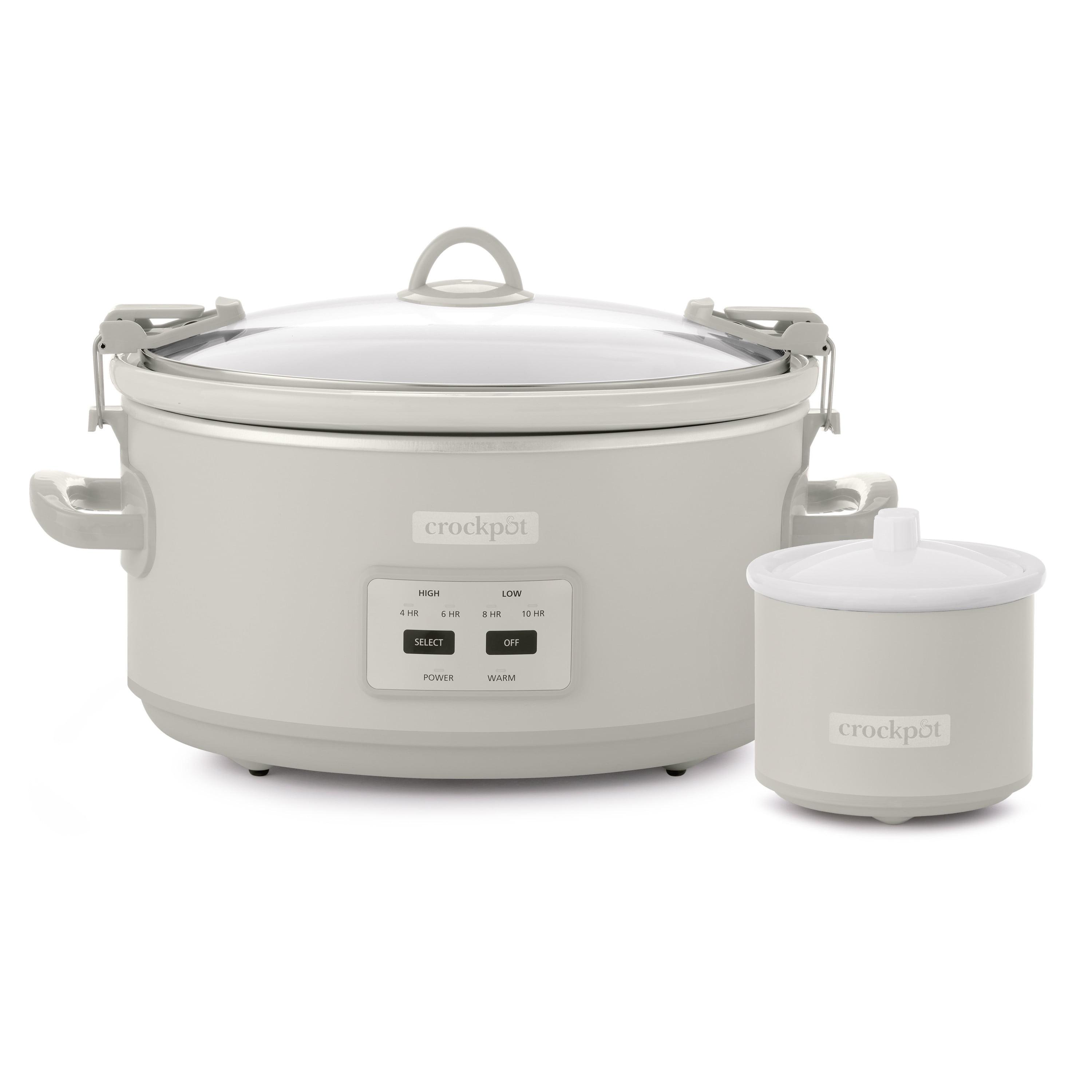 Gray 7-Quart Slow Cooker with Timer and Little Dipper