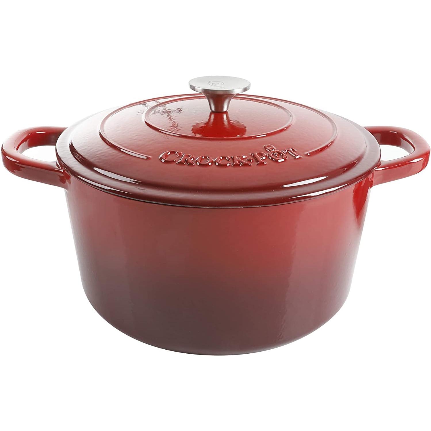 Scarlet Red 7-Quart Enameled Cast Iron Dutch Oven with Lid