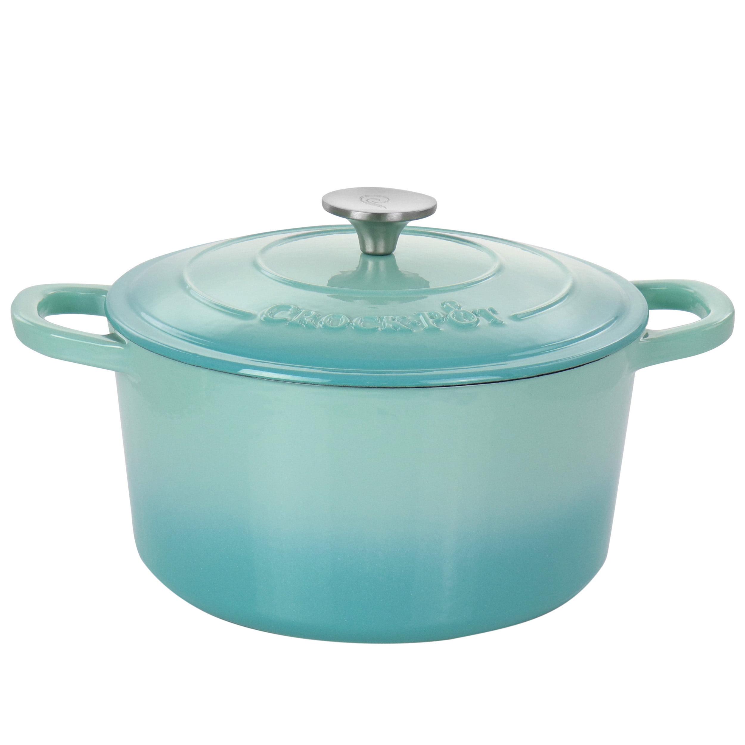 Aqua Blue 5 Quart Enameled Cast Iron Dutch Oven with Stainless Steel Knob