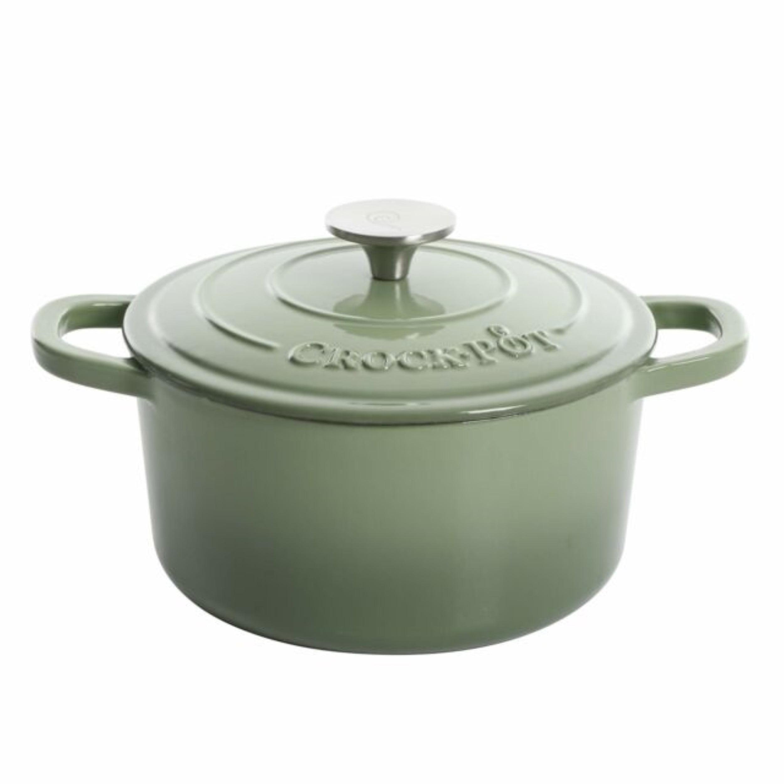 Crock-Pot Artisan 2 Piece 7 Quarts Enameled Cast Iron Dutch Oven in Pistachio Green