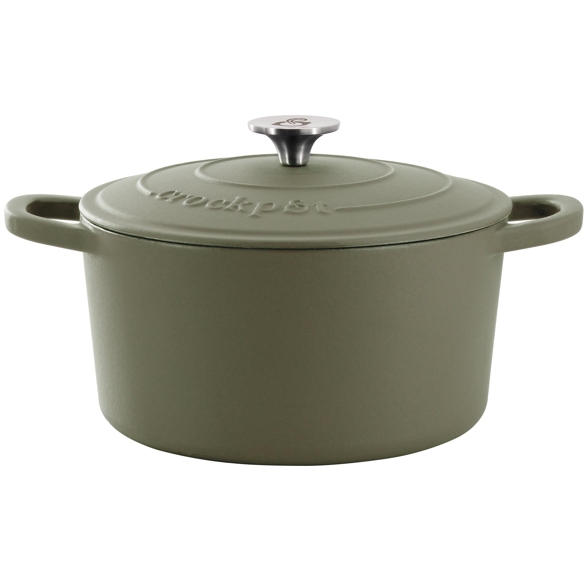 Crockpot Artisan 5 Quart Enameled Cast Iron Dutch Oven in Matte Green