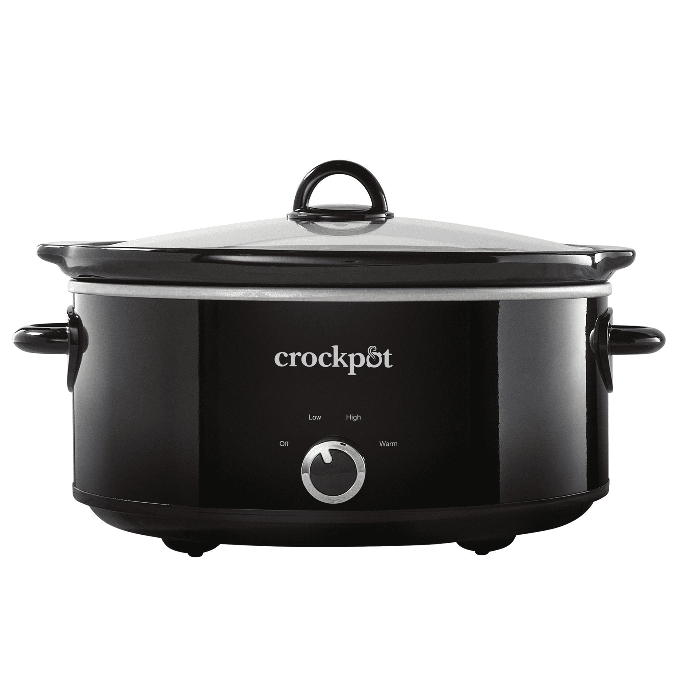 Black 7-Quart Manual Slow Cooker with Timer