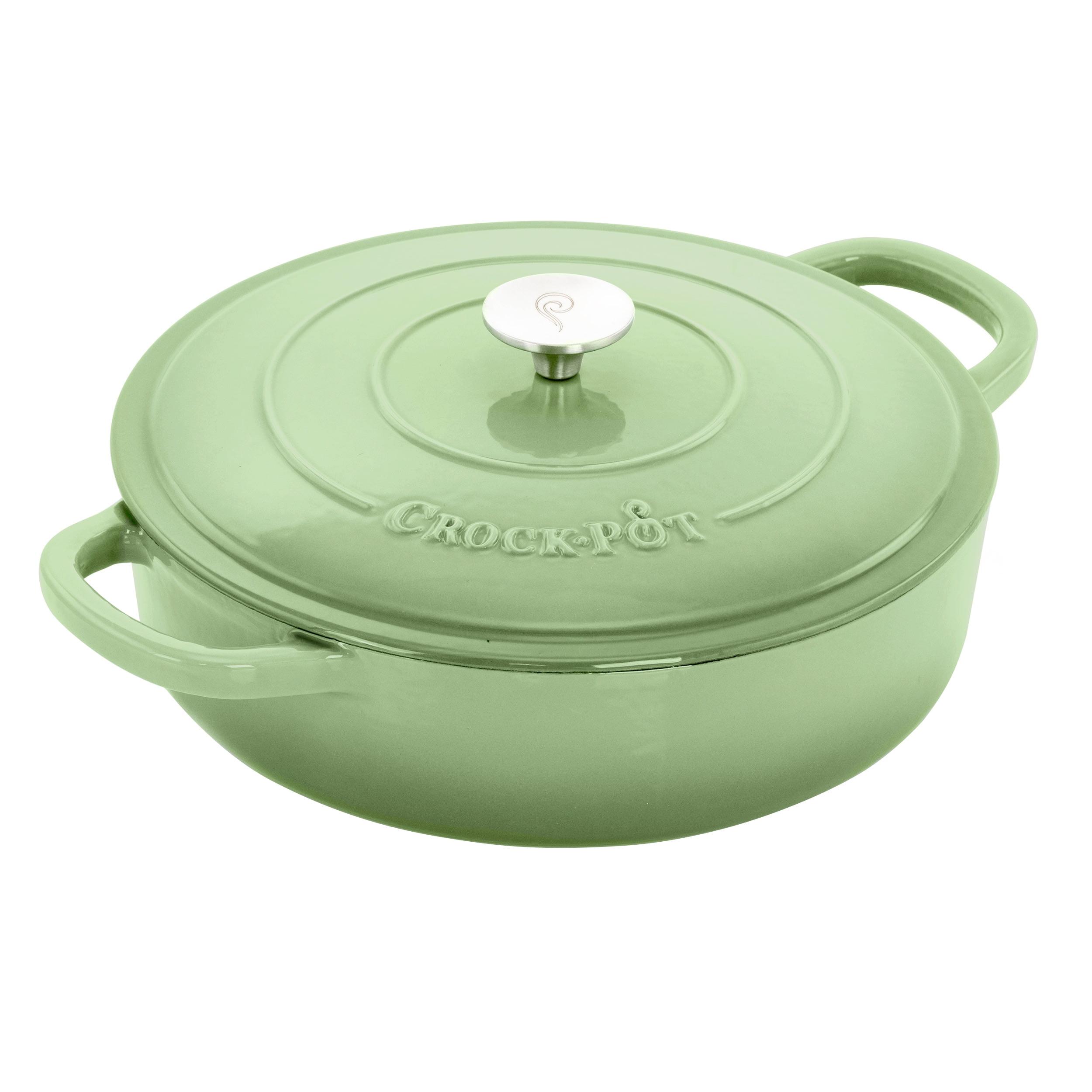 Crock-pot Crock Pot Artisan 5 Quart Round Enameled Cast Iron Braiser Pan With Self Basting Lid In Pistachio Green | Wayfair