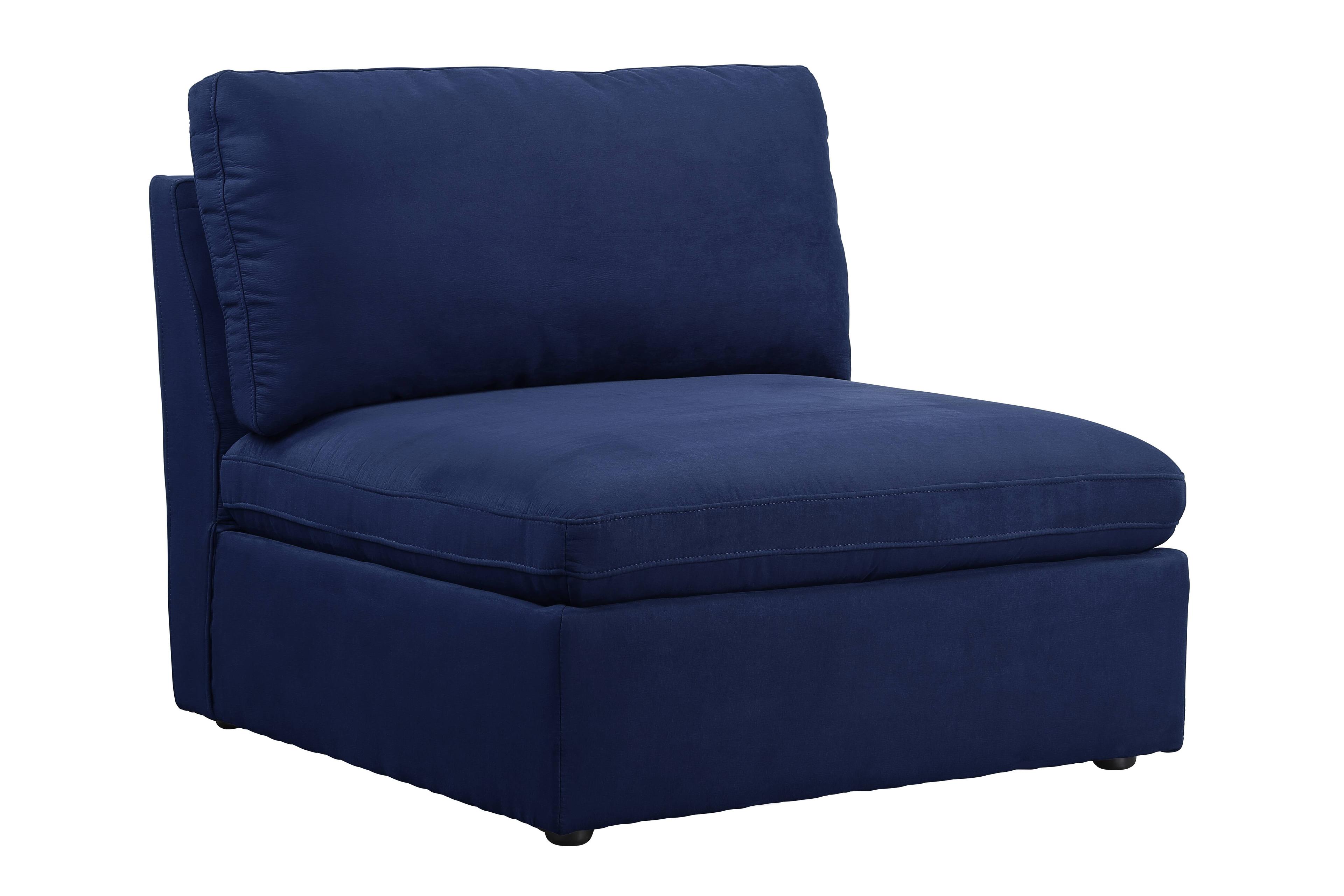 Crosby Deep Blue Fabric 33" Modular Armless Chair