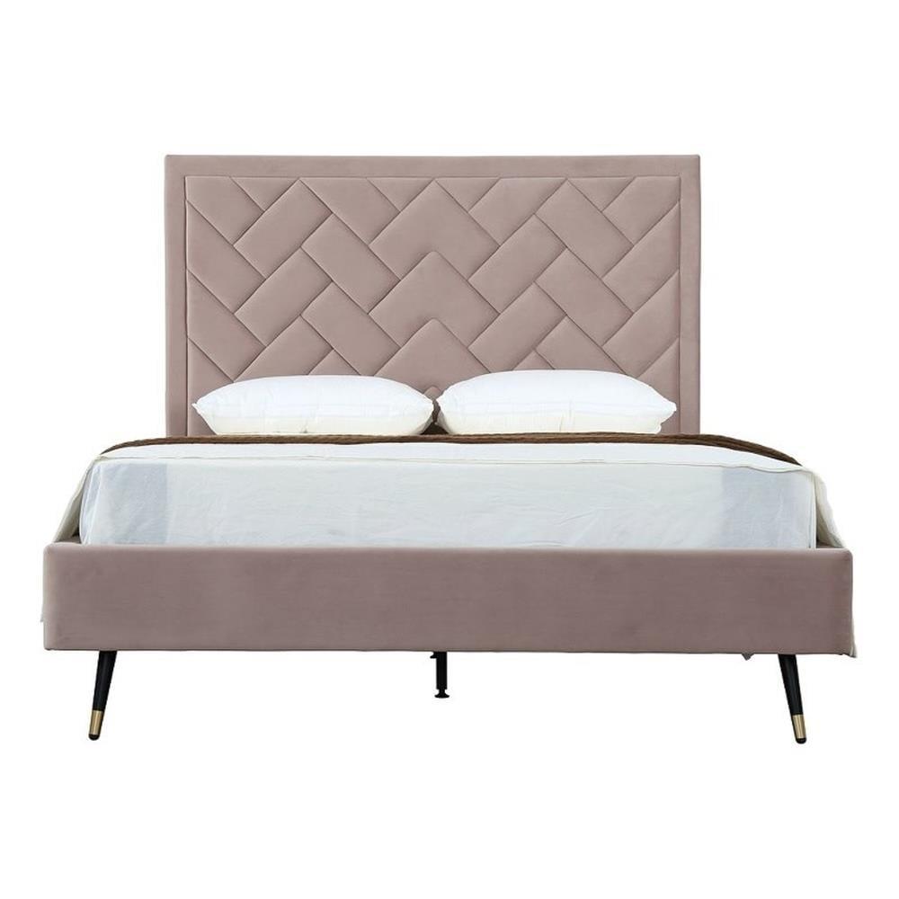 Manhattan Comfort Crosby Modern Velvet Upholstered Bed