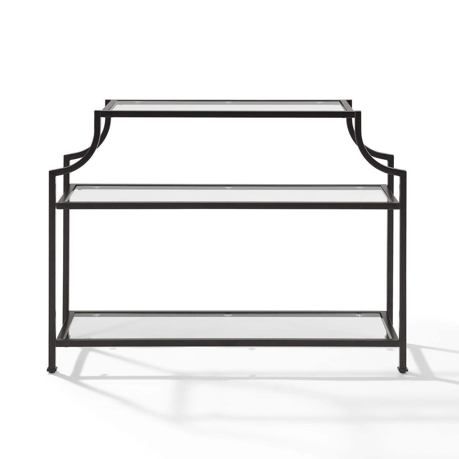 Aimee Oil Rubbed Bronze Glass Console Table with Storage