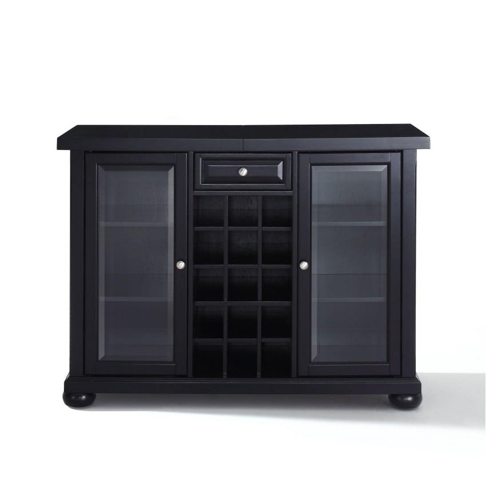 Alexandria Classic Black Sliding Top Bar Cabinet with Beveled Glass