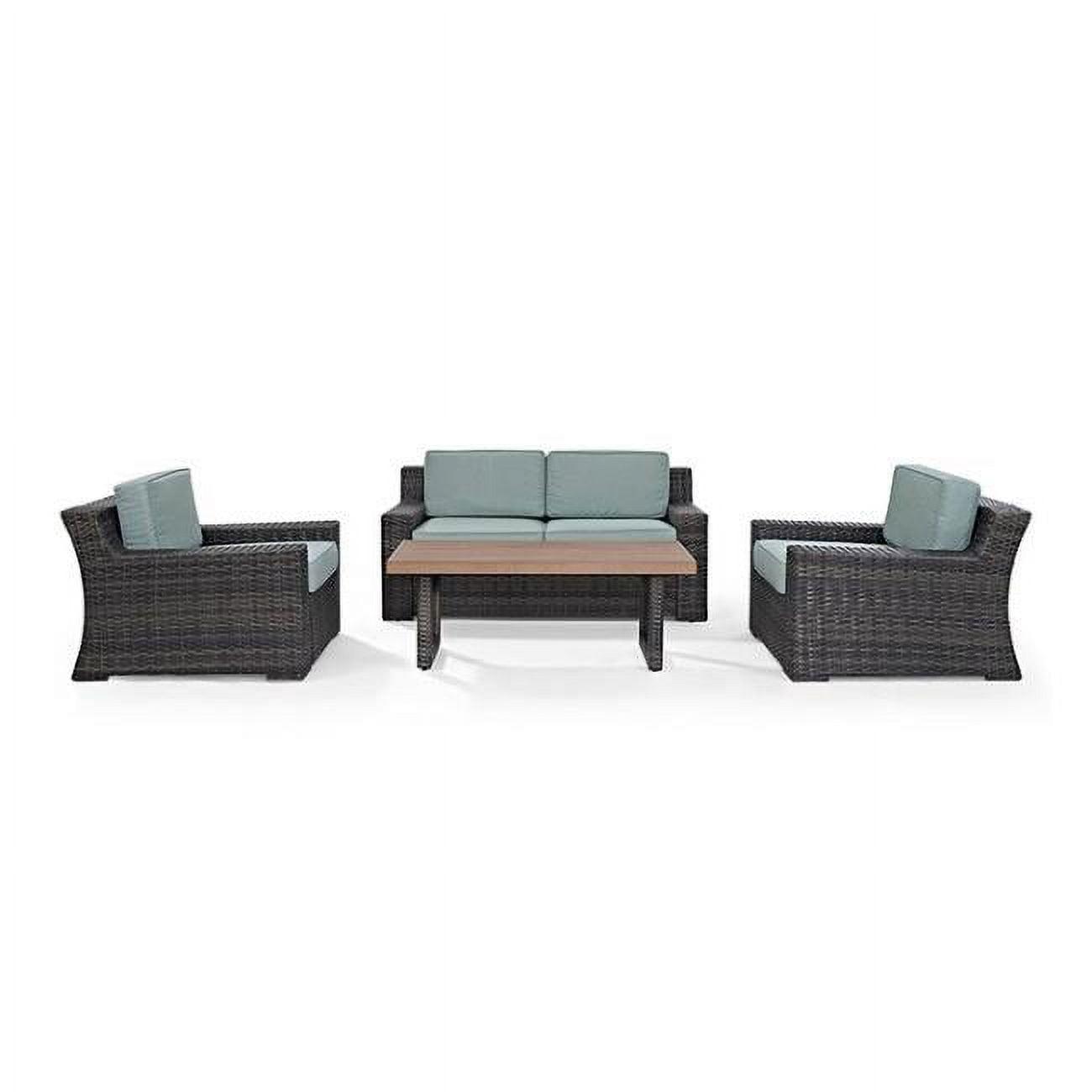 Beaufort 4-Piece Brown Wicker Outdoor Seating Set with Mist Cushions